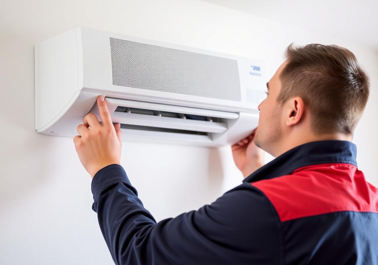 HVAC technician servicing mini split